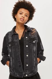 Moto Extreme Ripped Denim Jacket by Topshop at Topshop